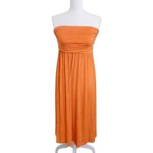 24seven Comfort Apparel Orange Strapless Stretchy Empire Waist Mini Dress XL NWT